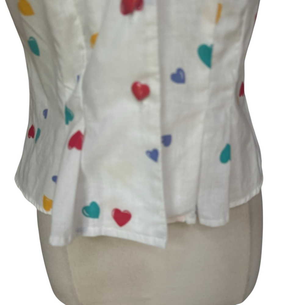 1980s does 50s Ms. Paquette California 100% Cotton Heart Pattern & Button Closur - Picture 3 of 6